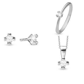 8 kt hvidguld smykkesæt, Mary serien by Aagaard med ialt 0,40 ct labgrown diamanter
